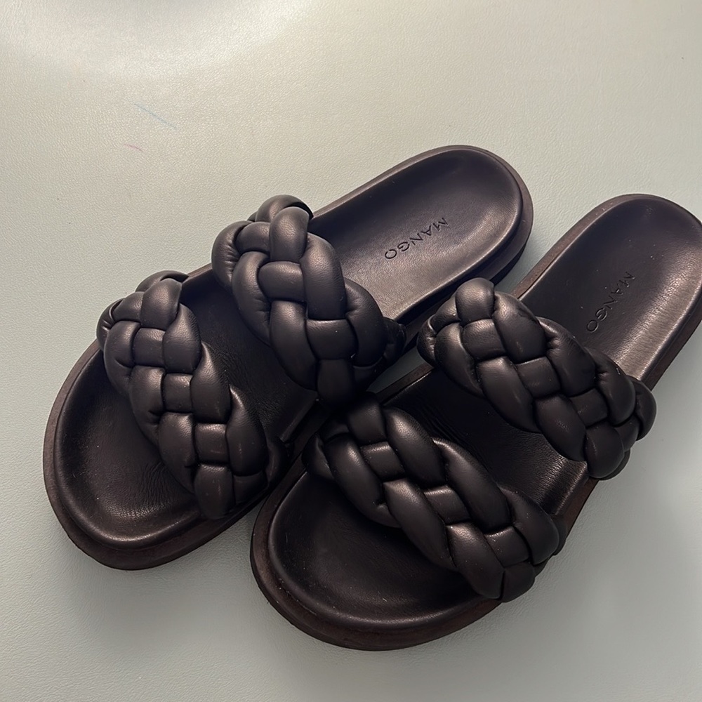 Mango Braided Black Minimalist Slides
